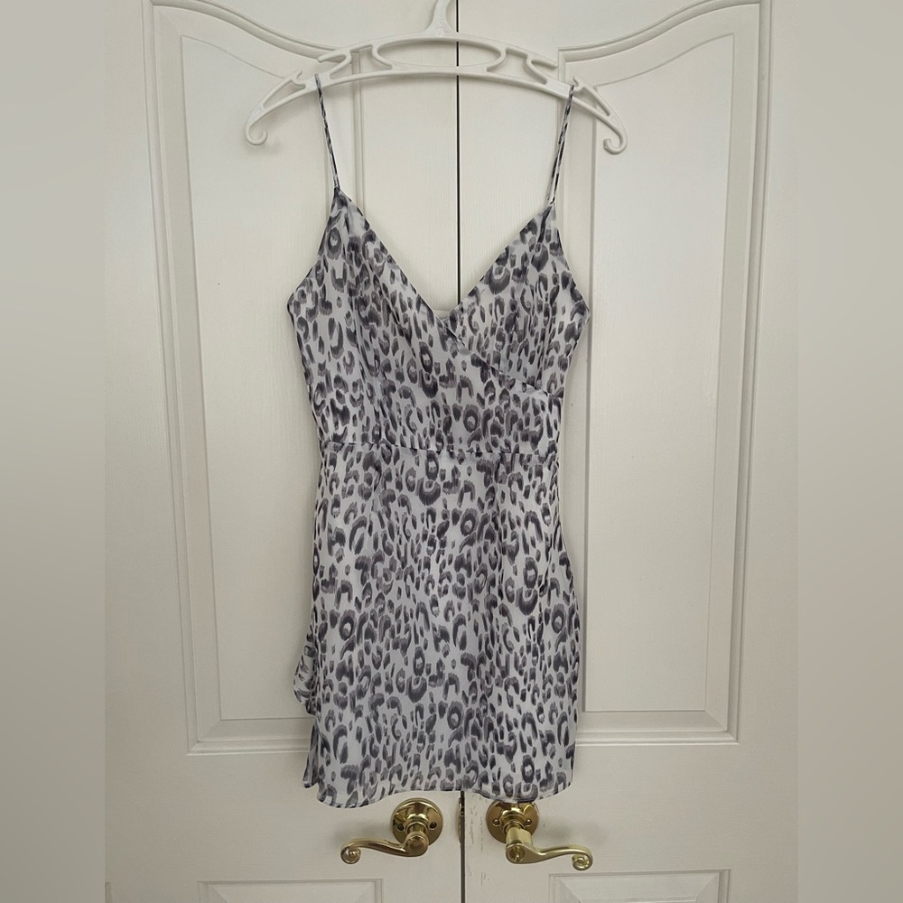 Superdown White and Black Animal Print Dress